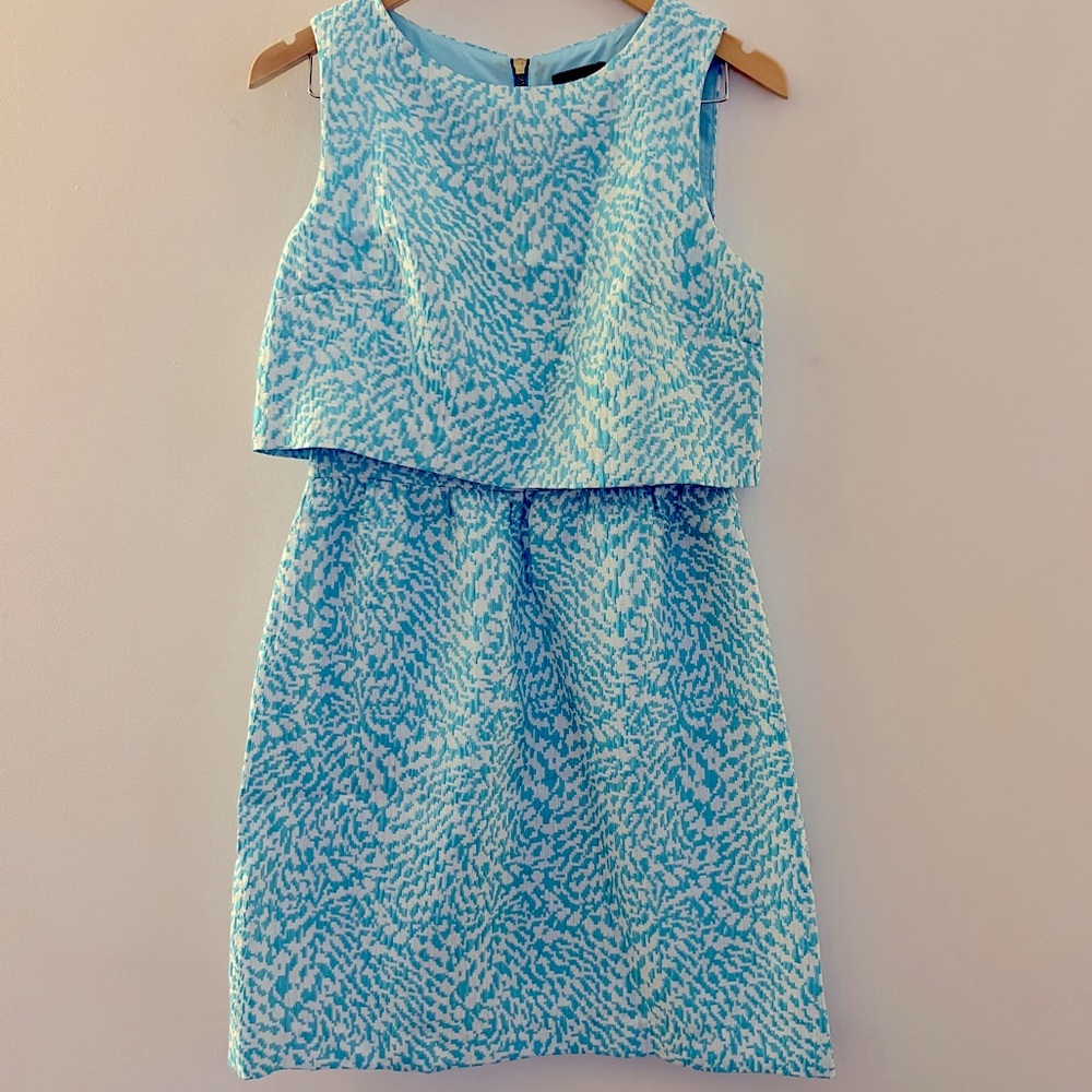 THE LIMITED light blue and white dress